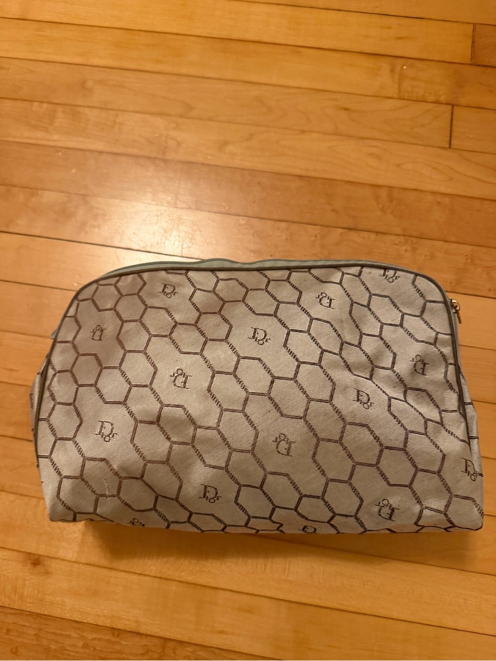 Vintage Christian Dior Honeycomb Pattern Cosmetic Pouch